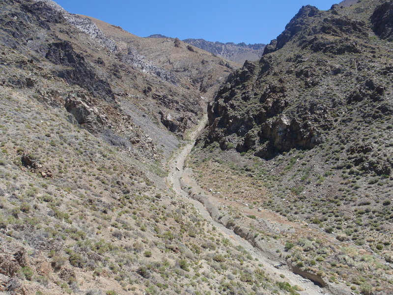 Looking down into wash. No trail through this section. Just follow the wash.