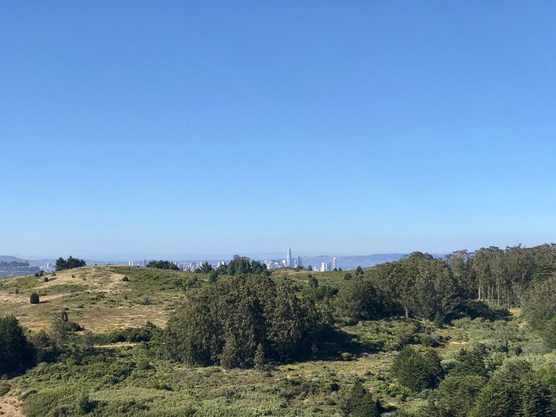 More of the city, with pretty hills in the foreground