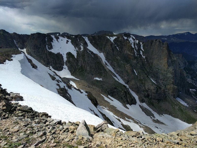 View of Notchtop Couloir from Flaptop Mountain.