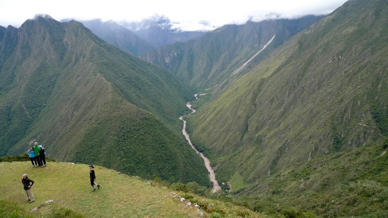 Looking over the steep valley from Winay Wayna ruins