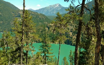 Diablo Lake below, looking east-northeast from Thunder Knob