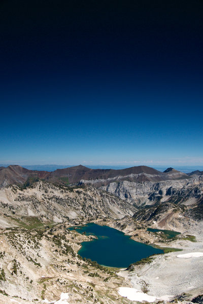 Glacier lake lies almost due west of the summit. The photo use a heavy graduated filter for the dark skies.