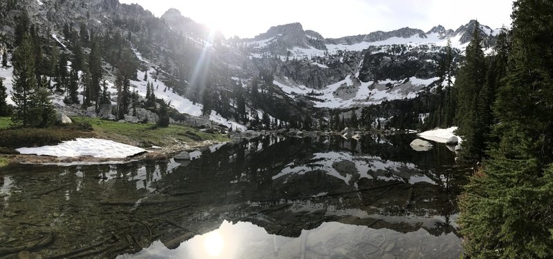 Little Lake (L Lake) above Upper Canyon Creek Lake in Trinity Alps Wilderness.