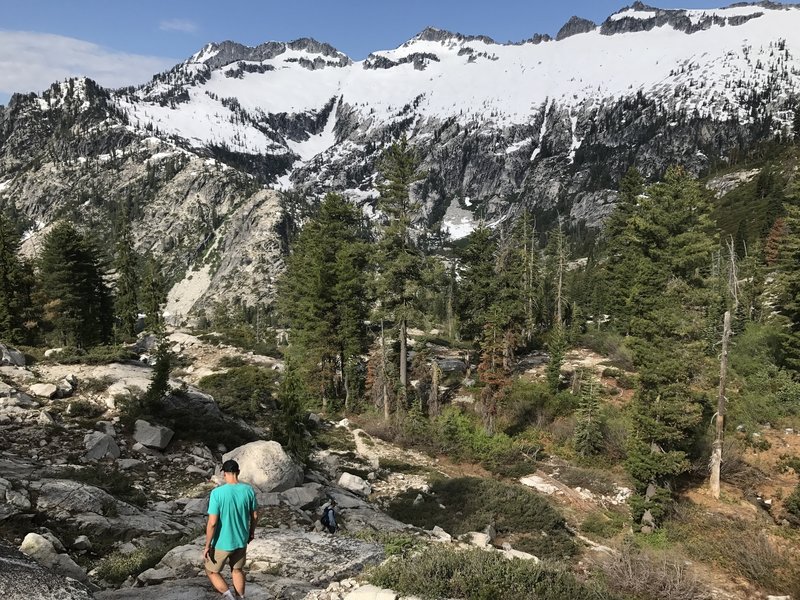 Little Lake (L Lake) Trail above Upper Canyon Creek Lake in Trinity Alps Wilderness