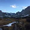 A view of Titcomb Basin from the lower end of the basin.