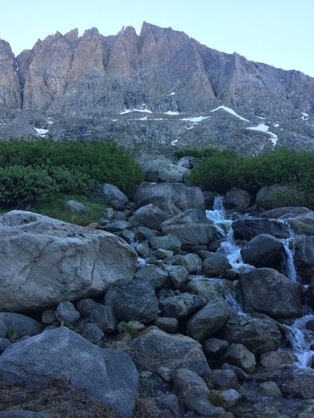 A view of Fremont Peak's West face, as seen from the upper Titcomb Lake