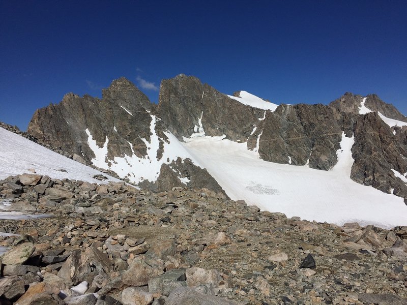 A view of The Sphinx and Mount Woodrow Wilson from Bonney Pass