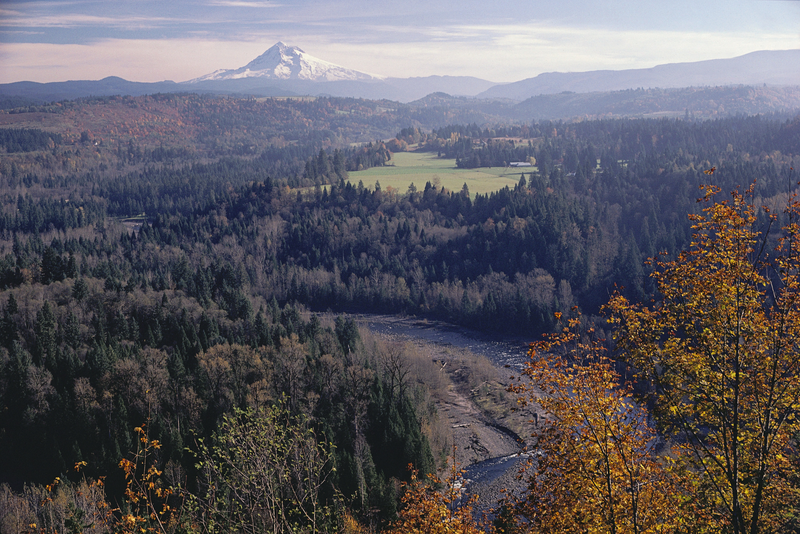 Sandy River Park (foreground) and Mt. Hood from Jonsrud Viewpoint on Bluff Road in Sandy.  Photo courtesy of Mt. Hood Territory