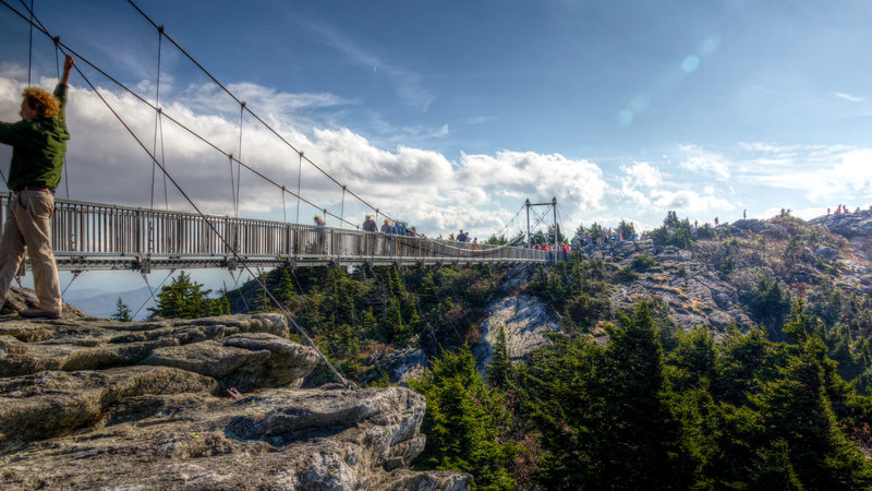 Gazing across the ravine and the Mile High Swinging Bridge at Grandfather Mountain.