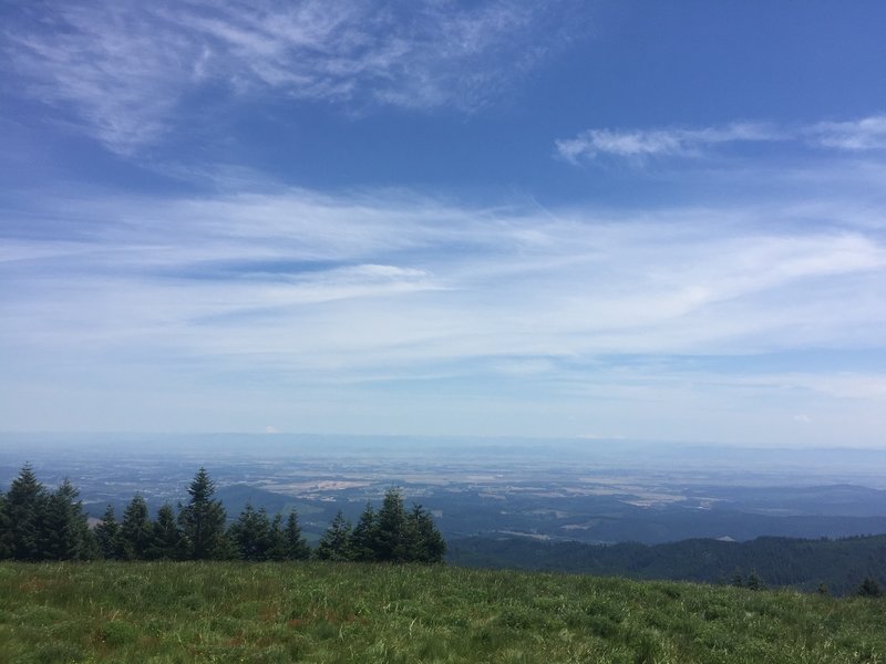 View from summit, including Mount Hood and Mount Rainier