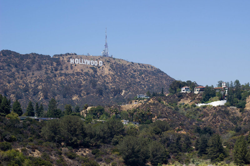 Hollywood sign from Mulholland Dam