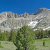 Wheeler Peak. The final climb is along the top of the ridge from right side.