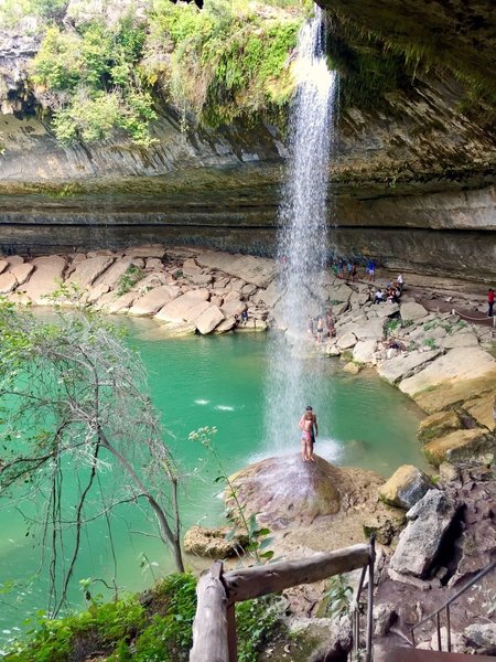 Hamilton Pool... Feb 2017 (you should NOT do what these people are doing !... the river above often pours down debree and old tree branches !