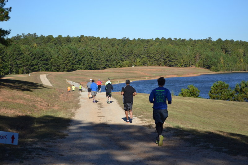 Storm the Watershed Trail Running race along the Long Branch Reservoir.