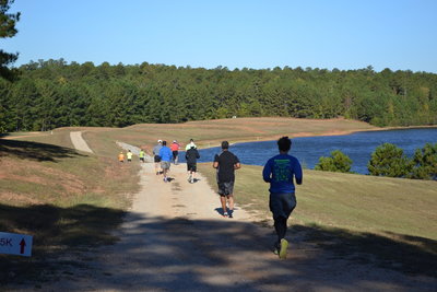 Storm the Watershed Trail Running race along the Long Branch Reservoir.