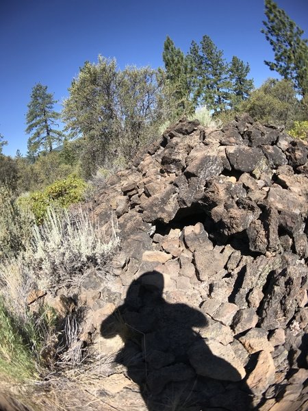 A tumulus (hollow hardened lava bubble).