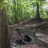 The stone bridge with seasonal Al's Creek running underneath it.