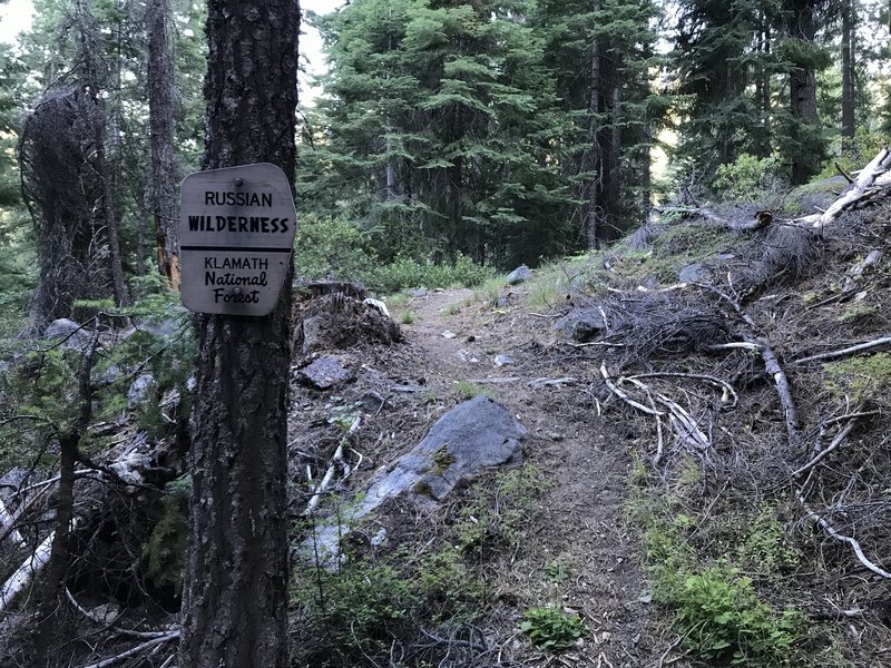 Russian Wilderness boundary sign on Sugar Lake Trail