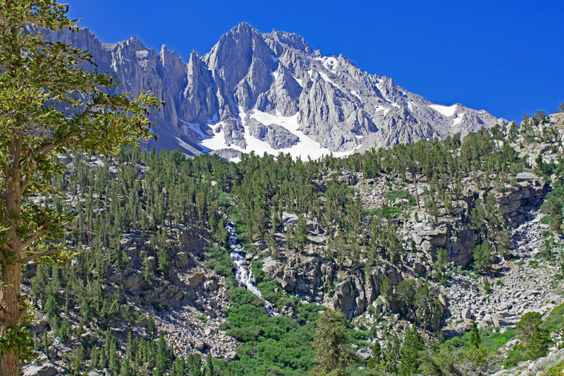 University Peak and the cascade coming from the Matlock Lake basin