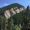 Immense limestone cliffs seen from the trail.