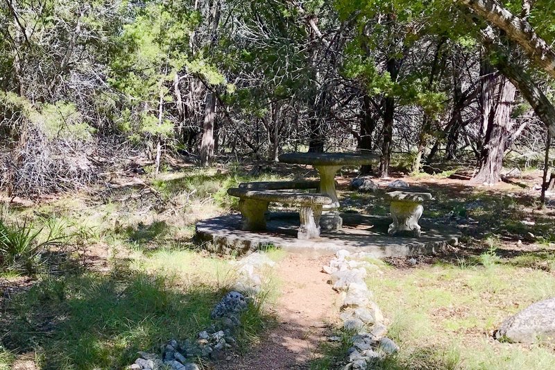 Nice lunch spot along Yaupon Creek on Hamilton Greenbelt II Trail.