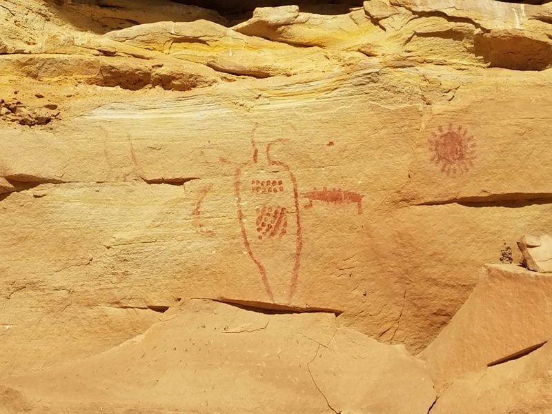 Native American petroglyphs on the trail