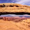 The view through Mesa Arch in Canyonlands National Park