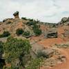 Rock formation and scrub along the Givens-Spicer-Lowry Trail.