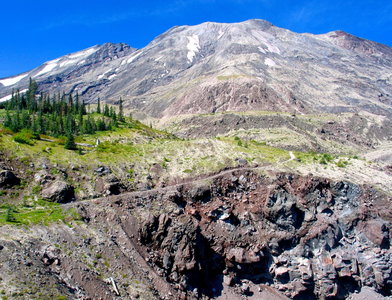 Getting up close and personal views of Mt. St. Helens from the Ape Canyon Trail.
