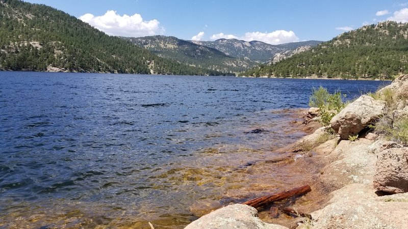 Reservoir view with mountains