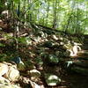 Start of the Fahnestock Trail. Staircase straight is the Appalachian Trail.