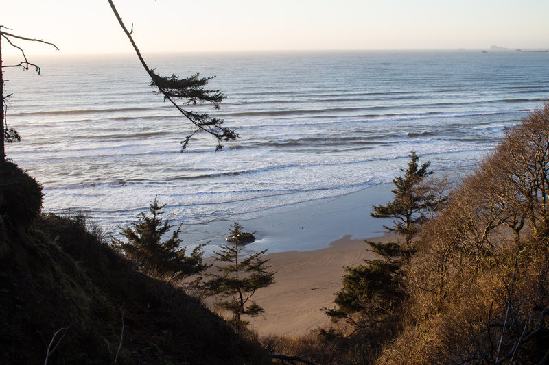 Ocean view from Crescent Beach Trail during winter sunset