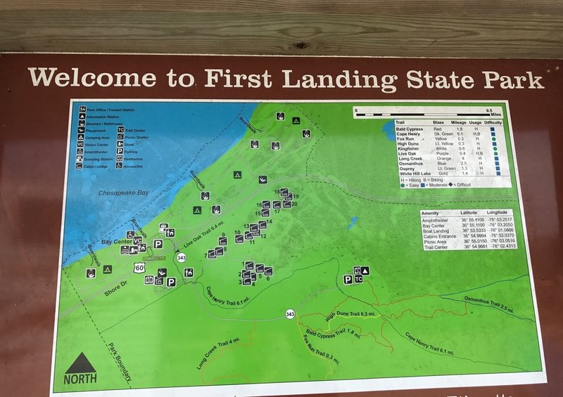 First Landing Trail Info at the trailhead kiosk.