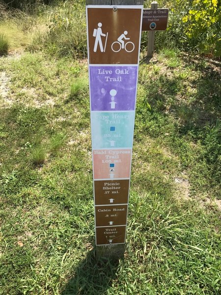 Trail marker at First Landing