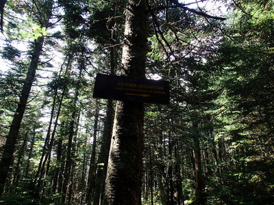 Sign present for turn off to Esther Mountain