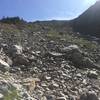 Ascending the Lateral Moraine and looking up towards the viewpoint