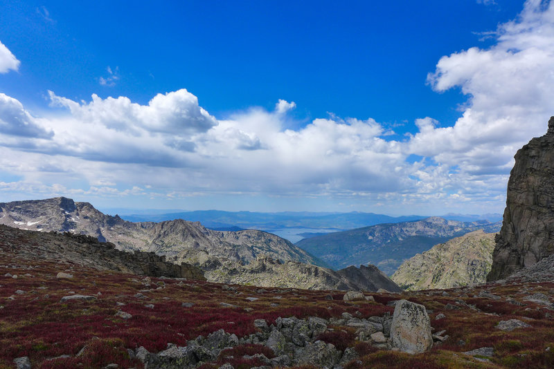 Views atop Pawnee Pass, looking towards Lake Granby.