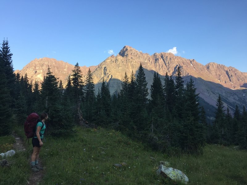 Looking out to Pyramid Peak.