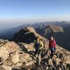 Sunrise traverse of the ridge below the summit of Challenger Point.