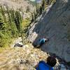 Last big push after the waterfall. Rock is cool and refreshing.