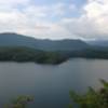 Fontana Lake, from the Tsali Left Loop. The Great Smoky Mountains National Park is across the lake.