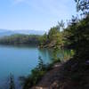 Tsali Left Loop Trail along Fontana Lake/Mouse Branch, Smokey Mountain National Park in the background.