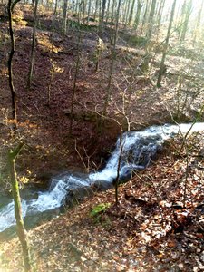 View of the waterfall in the winter.