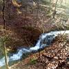 View of the waterfall in the winter.