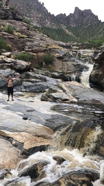 My boy at the top of Sabino Canyon, Seven Falls. It was a day with massive monsoons, where we almost had to be rescued.