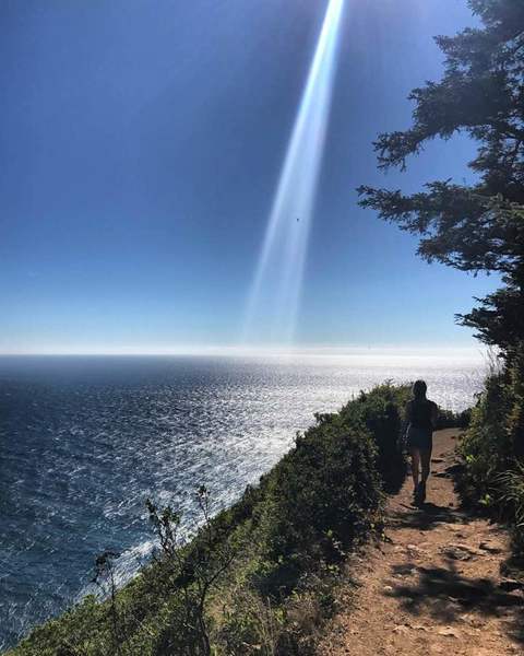 Looking out across the Pacific Ocean.