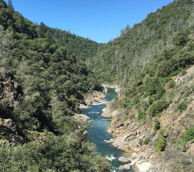 Exposed singletrack along the South Yuba River.