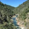 Exposed singletrack along the South Yuba River.