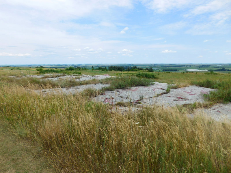 The scattered rock surface in the prairie of Blue Mounds State Parks.