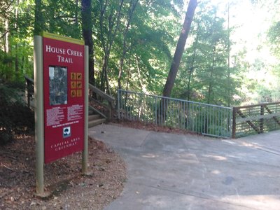 Trail maker near a small pond